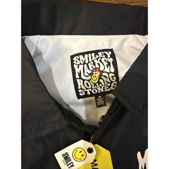 Market Smiley Jacket Rolling Stones Medium Jacket Black New With Tags - Picture 4 of 13